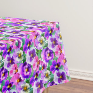 Farbige Violetten Pansy Blume Muster Tischdecke