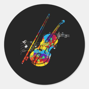 Farbige Violin Player String Instrument Musiker Runder Aufkleber
