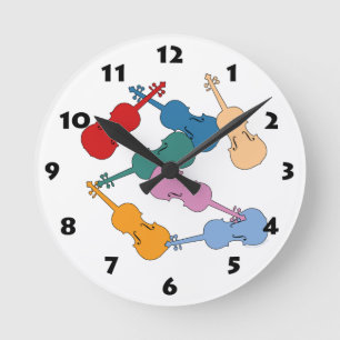 Farbige Violine Runde Wanduhr