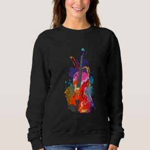 Farbige Violine und Bogen Wasserfarben-Musik-Kunst Sweatshirt