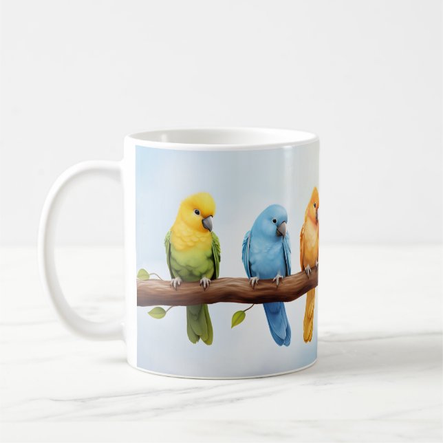 Farbige Vögel Kaffeetasse (Links)