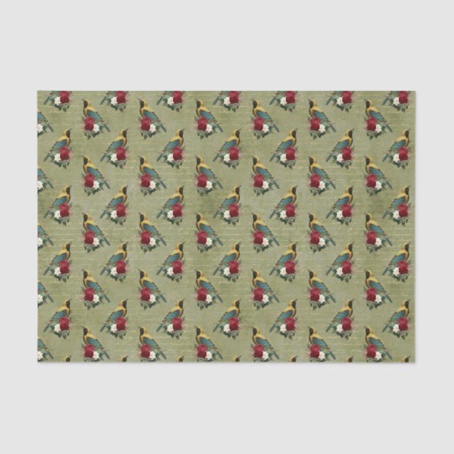 Farbige Vögel und Blume Seidenpapier (Vorderseite)