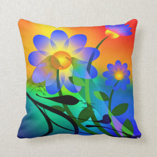 Farbige Vogelkissen und Blume Kissen