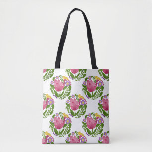 Farbige Volkskunst-Blumenmuster-Leinwand-Tasche Tasche