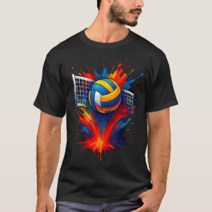 Farbige Volleyball Tie Dye Farbe spritzt hinein T-Shirt