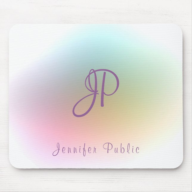 Farbige Vorlage für handgeschriebenes Monogramm Mousepad (Vorne)