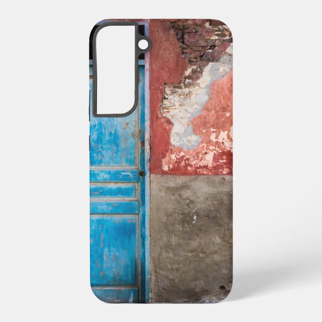 Farbige Wand mit blauer Tür Samsung Galaxy Hülle (Rückseite)