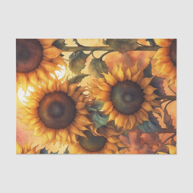 Farbige, warme Sonnenblumen Deko-Papier Seidenpapier (Vorderseite)