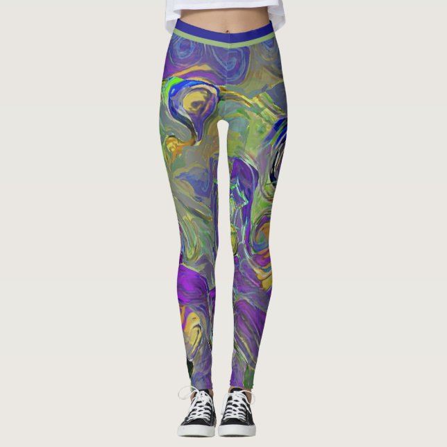 Farbige Wasserfarbe Abstraktes Künstlerisches Must Leggings (Vorderseite)