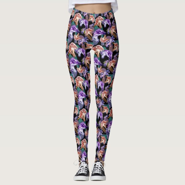 Farbige Wasserfarbe Einhorn Leggings (Vorderseite)