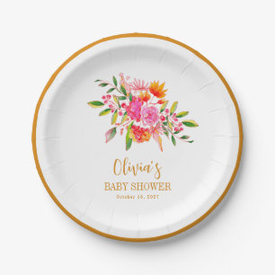 Farbige Wasserfarbe Floral Gold Benutzerdefinierte Pappteller