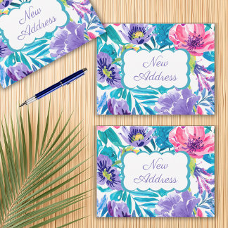 Farbige Wasserfarbe-Floral-Neue Adresse Wir Sind U