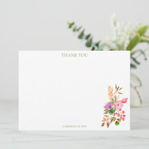 Farbige Wasserfarbe Florale Elegante Benutzerdefin Dankeskarte