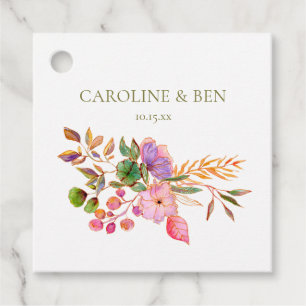 Farbige Wasserfarbe Florale Elegante Hochzeit nach Geschenkanhänger