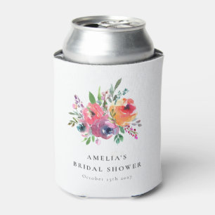 Farbige Wasserfarbe Florale Hochzeitsdusche Custom Dosenkühler