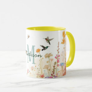 Farbige Wasserfarbe Florale Vögel Kolibri Harmonie Tasse
