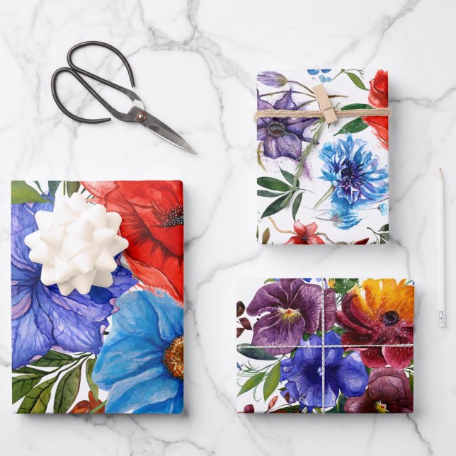 Farbige Wasserfarbe Geschenkpapier Set (Vorderseite)