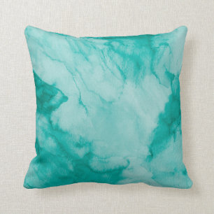Farbige Wasserfarbe in Aquamarin grün Kissen