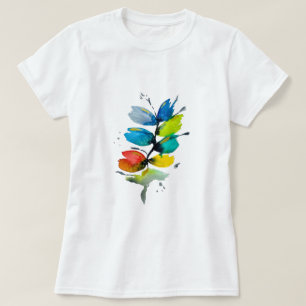 Farbige Wasserfarbe lose abstrakt blumenreich T-Shirt
