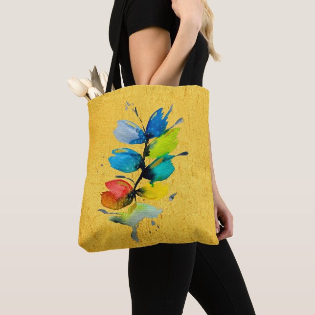 Farbige Wasserfarbe lose abstrakt blumenreich Tasche (Von Nahem)