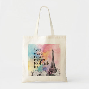 Farbige Wasserfarbe Paris Eiffelturm Zitat Kunst Tragetasche
