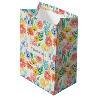 Farbige Wasserfarbe Pastell Floral Mittlere Geschenktüte