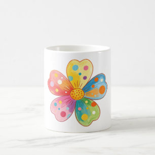 Farbige Wasserfarbe-Polka-Punkt-Blume Kaffeetasse