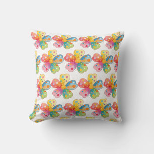 Farbige Wasserfarbe-Polka-Punkt-Blume Kissen