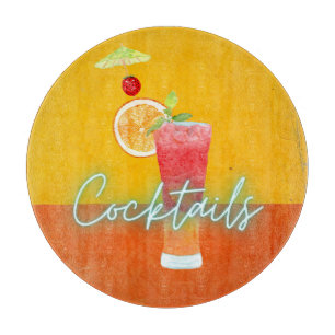 Farbige Wasserfarbe- und Neon-Tropencocktails Schneidebrett