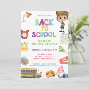 Farbige Wasserfarben-Back-to-School-Party Einladung