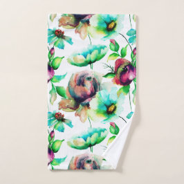 Farbige Wasserfarben Blumenmuster Nahtloses Muster Badhandtuch Set