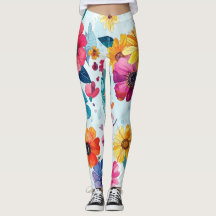 Farbige Wasserfarben-Botanik-Blumen-Leggings