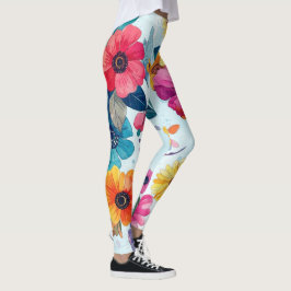 Farbige Wasserfarben-Botanik-Blumen-Leggings Leggings