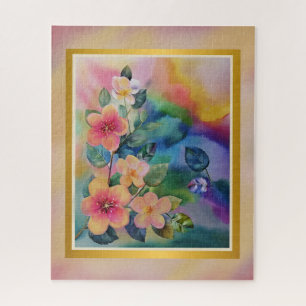 Farbige Wasserfarben-Frühlingszweig mit Blumen 