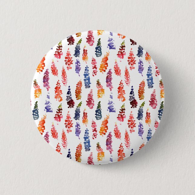 Farbige Wasserfarben, gürtelförmige Lupine-Blume Button (Vorderseite)