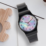 Farbige Wasserfarben Imitate Holografischer Opal S Armbanduhr<br><div class="desc">Erhöhen Sie Ihren Stil mit diesen farbenfrohen Aquarellfarben-Imitaten Holographic Opal Stone Watch! Diese Uhr besticht durch eine faszinierende, opal inspiriert Aquarelltextur in ihrer Mitte und ist sowohl funktional als auch modern. Schwarze Typografie-Zahlen umkreisen das Design, während Ihre Initialen oder Monogramme in elegantem, schwarzem Drehbuch unter den Uhrenhänden personalisiert werden können....</div>