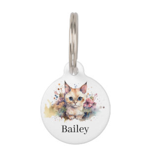 Farbige Wasserfarben-Katzen-Splatter-Kunst Haustiermarke
