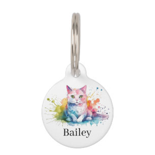 Farbige Wasserfarben-Katzen-Splatter-Kunst Haustiermarke