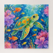 Farbige Wasserfarben-Meeres-Schildkröte