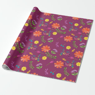 Farbige Wasserfarben-Mexikanische Fiesta-Blumen Geschenkpapier