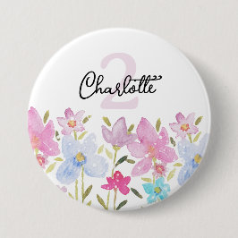 Farbige Wasserfarben Niedliche Wildblumen Mit Mono Button