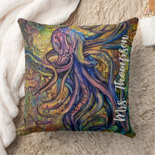 Farbige Wasserfarben-Oktopus mit Personalisiertem  Kissen
