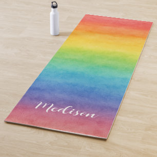 Farbige Wasserfarben-Regenbogen Yogamatte