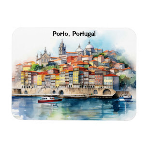 Farbige Wasserfarben-Stadtansicht von Porto Portug Magnet