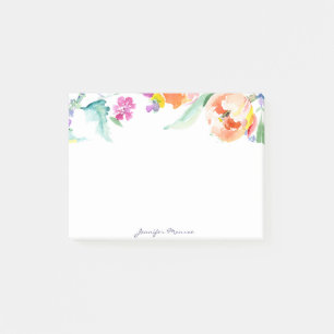 Farbige Wasserfarben-Tulpen personalisiert Post-it Klebezettel