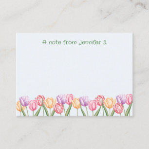 Farbige Wasserfarben-Tulpenblumen mit individuelle Mitteilungskarte