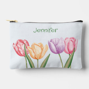 Farbige Wasserfarben-Tulpenblumen mit individuelle Zubehörtasche