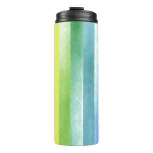 Farbige Wasserfarben Vertikales Regenbogenmuster   Thermosbecher