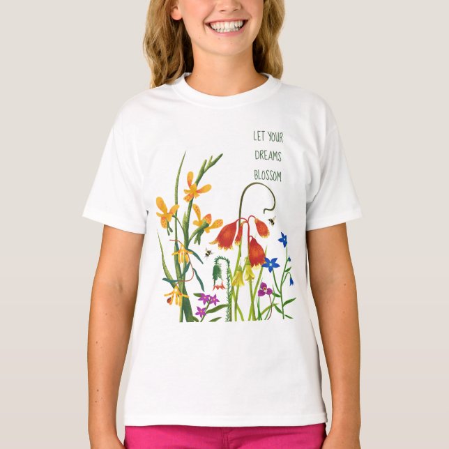 Farbige Wasserfarben-Wildblumen Sommerangebot T-Shirt (Vorderseite)