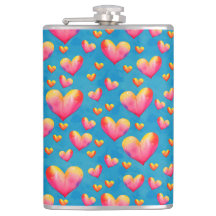 Farbige Wasserfarbenfrohe Herz-Liquor-Flasche